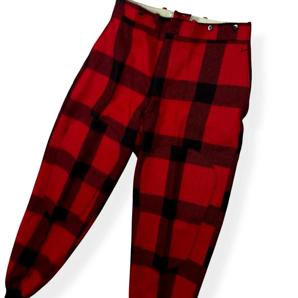 VTG Woolrich Pants Men's 34x33 Red Black Buffalo Plaid Wool Mackinaw Hunting 60s